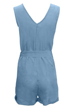 Load image into Gallery viewer, Full Size Tied V-Neck Sleeveless Romper with Pockets
