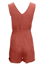 Load image into Gallery viewer, Full Size Tied V-Neck Sleeveless Romper with Pockets
