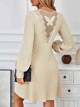 Load image into Gallery viewer, Lace Detail V-Neck Long Sleeve Dress
