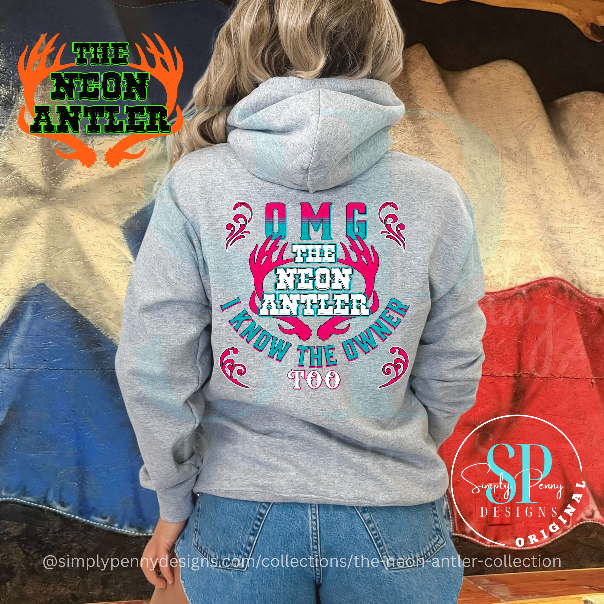 OMG I Know the Owner Too - The Neon Antler Merch Dayton TX - Pink/Teal
