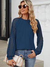 Load image into Gallery viewer, Round Neck Lace Long Sleeve Top
