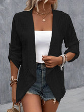 Load image into Gallery viewer, Eyelet Roll-Tab Sleeve Cardigan
