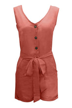 Load image into Gallery viewer, Full Size Tied V-Neck Sleeveless Romper with Pockets
