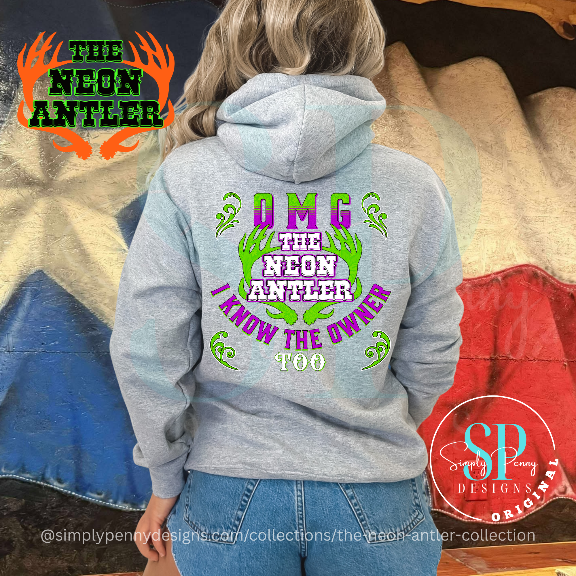 OMG I Know the Owner Too - The Neon Antler Merch Dayton TX - Green/Purple