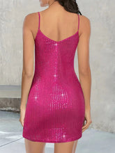 Load image into Gallery viewer, Full Size Sequin V-Neck Mini Cami Dress
