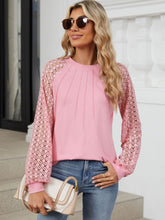 Load image into Gallery viewer, Round Neck Lace Long Sleeve Top
