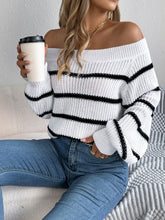 Load image into Gallery viewer, Striped Off-Shoulder Long Sleeve Sweater
