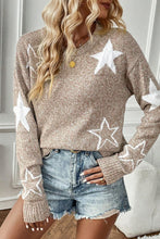 Load image into Gallery viewer, Star Round Neck Dropped Shoulder Sweater
