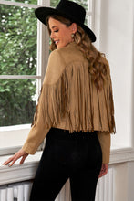 Load image into Gallery viewer, Fringe Trim Lapel Collar Cropped Blazer
