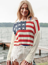 Load image into Gallery viewer, US Flag Boat Neck Long Sleeve Knit Top
