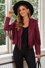 Load image into Gallery viewer, Fringe Trim Lapel Collar Cropped Blazer
