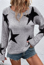 Load image into Gallery viewer, Star Round Neck Dropped Shoulder Sweater
