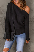 Load image into Gallery viewer, Double Take Horizontal Ribbing One-Shoulder Sweater
