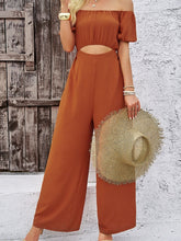 Load image into Gallery viewer, Cutout Off Shoulder Wide Leg Jumpsuit
