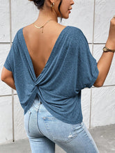 Load image into Gallery viewer, Backless Twisted Round Neck Half Sleeve T-Shirt
