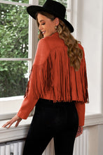 Load image into Gallery viewer, Fringe Trim Lapel Collar Cropped Blazer
