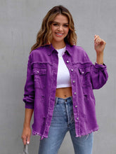 Load image into Gallery viewer, Distressed Drop Shoulder Denim Jacket
