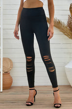 Load image into Gallery viewer, Wide Waistband Distressed Slim Fit Leggings
