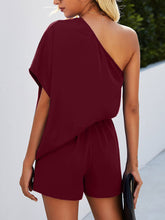 Load image into Gallery viewer, Single Shoulder Batwing Sleeve Romper
