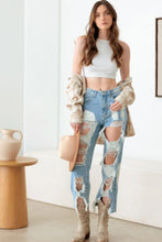 Load image into Gallery viewer, Litz La Frayed Cut Distressed Jeans
