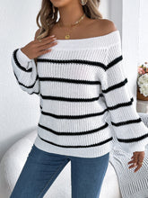 Load image into Gallery viewer, Striped Off-Shoulder Long Sleeve Sweater
