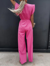 Load image into Gallery viewer, Ruffled Round Neck Cap Sleeve Jumpsuit
