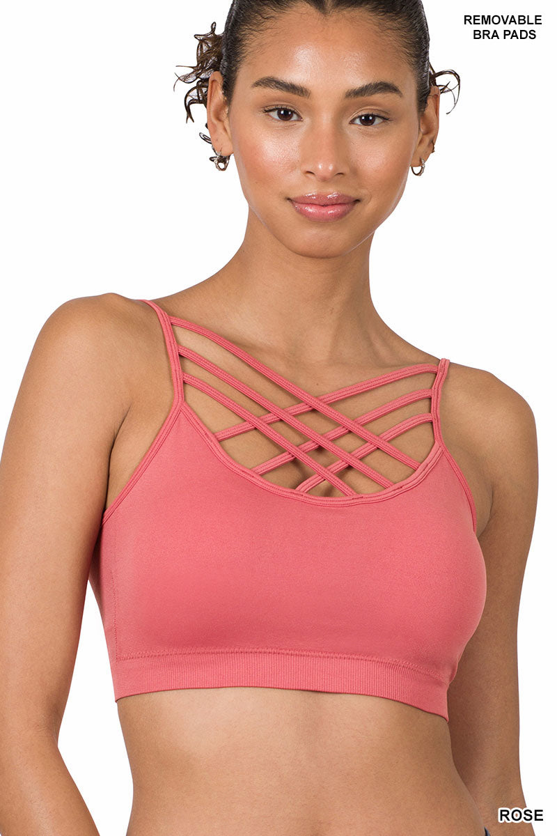 SEAMLESS TRIPLE CRISS-CROSS PADDED BRALETTE
