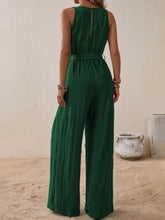 Load image into Gallery viewer, Tied Surplice Sleeveless Wide Leg Jumpsuit
