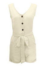 Load image into Gallery viewer, Full Size Tied V-Neck Sleeveless Romper with Pockets
