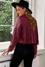 Load image into Gallery viewer, Fringe Trim Lapel Collar Cropped Blazer
