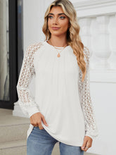 Load image into Gallery viewer, Round Neck Lace Long Sleeve Top
