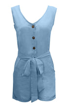 Load image into Gallery viewer, Full Size Tied V-Neck Sleeveless Romper with Pockets
