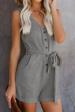 Load image into Gallery viewer, Full Size Tied V-Neck Sleeveless Romper with Pockets
