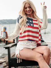 Load image into Gallery viewer, US Flag Boat Neck Long Sleeve Knit Top
