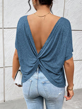 Load image into Gallery viewer, Backless Twisted Round Neck Half Sleeve T-Shirt
