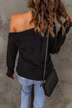 Load image into Gallery viewer, Double Take Horizontal Ribbing One-Shoulder Sweater
