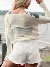 Load image into Gallery viewer, US Flag Boat Neck Long Sleeve Knit Top
