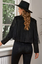 Load image into Gallery viewer, Fringe Trim Lapel Collar Cropped Blazer
