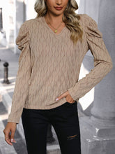 Load image into Gallery viewer, Textured V-Neck Long Sleeve Top
