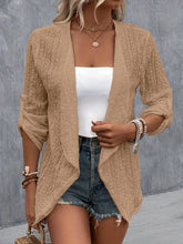 Load image into Gallery viewer, Eyelet Roll-Tab Sleeve Cardigan
